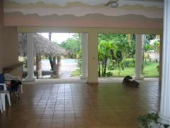 looking thru open-air center to garden