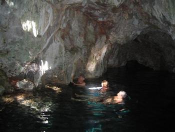swimming in a cave pool