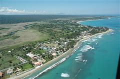 aerial view of Vecinos Beach and area