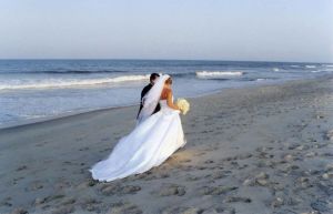 Wedding couple on beach